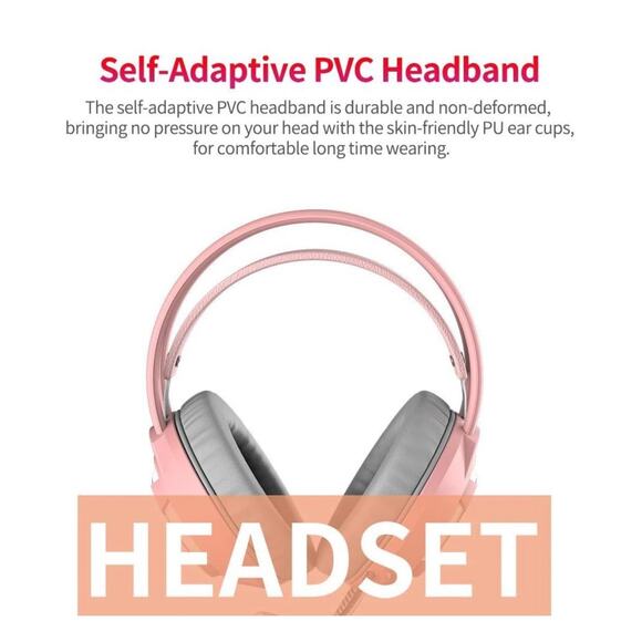 Gaming Headset Surround Sound With Built-in Microphone Noise Cancelling Pink - Picture 7 of 8